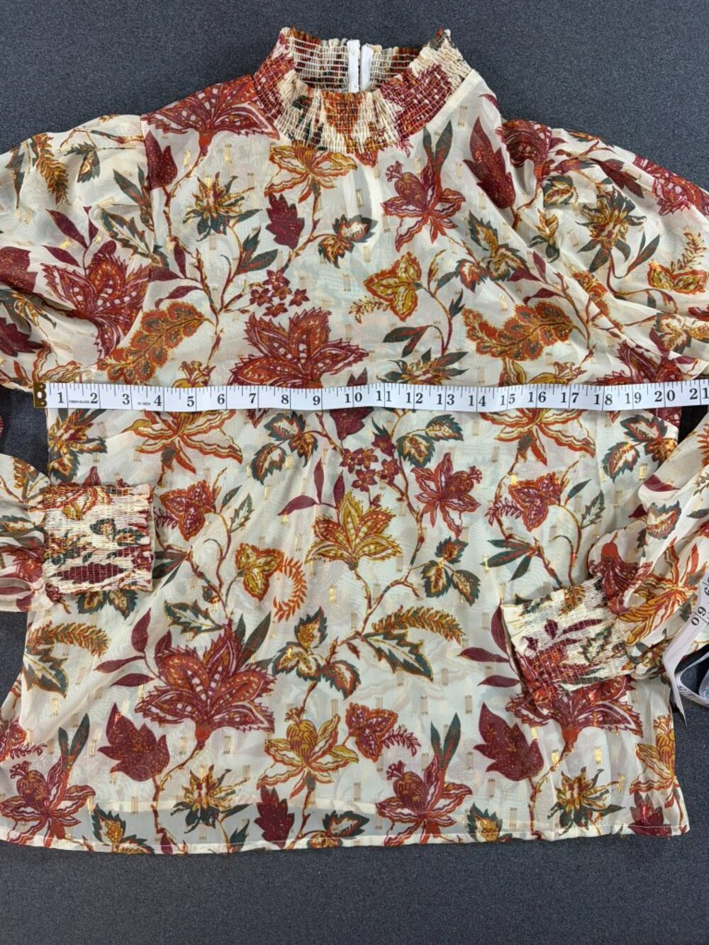 Autumnal Floral Blouse by Flying Tomato Boho Chic Whimsigoth Bohemain Shirt Top - Picture 6 of 14